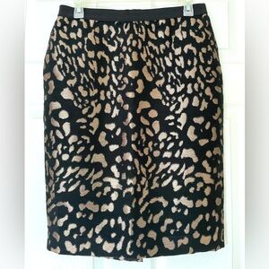 Ann Taylor | Metallic Leopard Pencil Skirt | Black & Gold